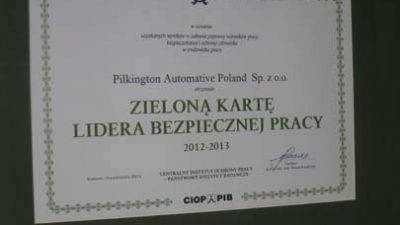 Pilkington Automotive nagrodzona za bezpieczeństwo pracy