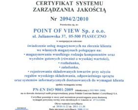 Certyfikat Zarządzania Jakością