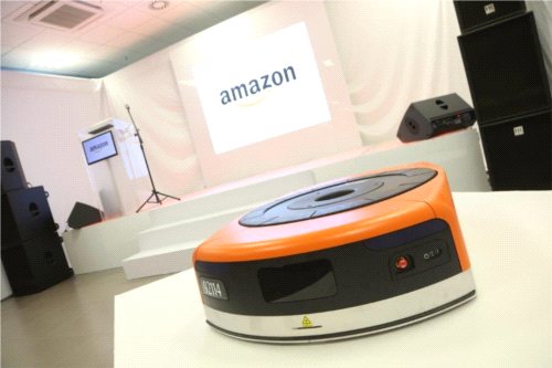 Roboty w Centrum Logistycznym Amazon