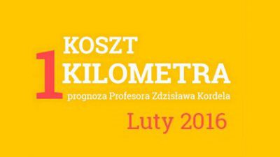Prognoza kosztu jednego kilometra – luty 2016 rok